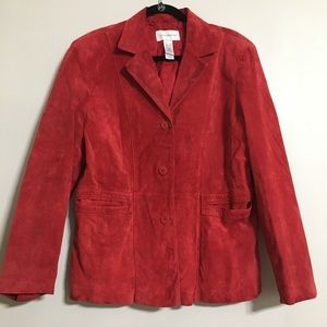3/$25 Liz Claiborne Red Suede Leather Jacket Coat